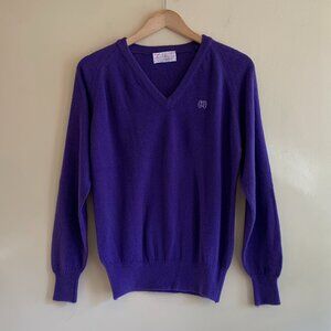 VINTAGE Lady Pickering Pullover V Neck Sweater Purple Women's Size Medium